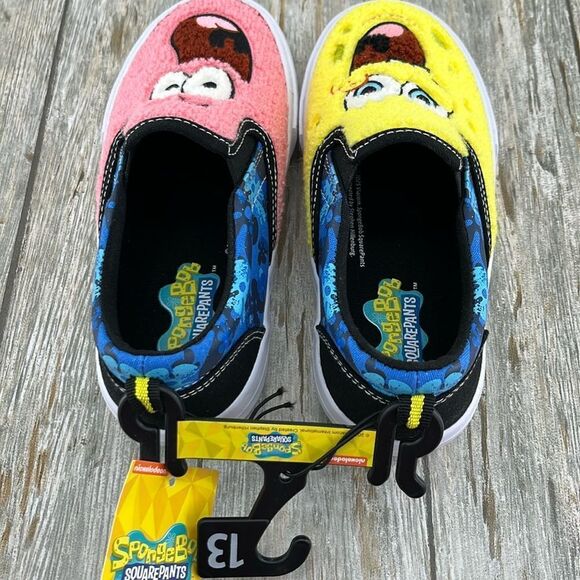 Little Kid SpongeBob SquarePants Fleece Slip-On Sneakers Shoes Size 13 - Picture 4 of 10